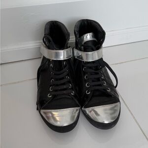 Dior Black and Silver High-Top Sneakers